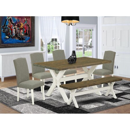 East West Furniture 6 Piece X-Style Dining Room Set - Wire Brushed Black X076EN206-6